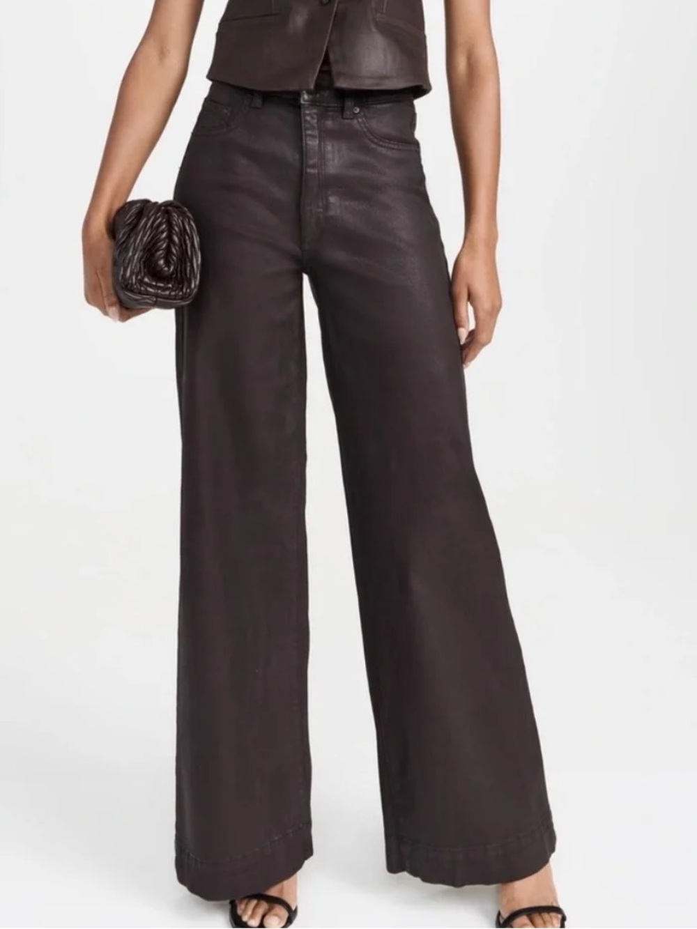 DL1961 HEPBURN High-Waist Wide-Leg Coated Jeans in Mulberry 27